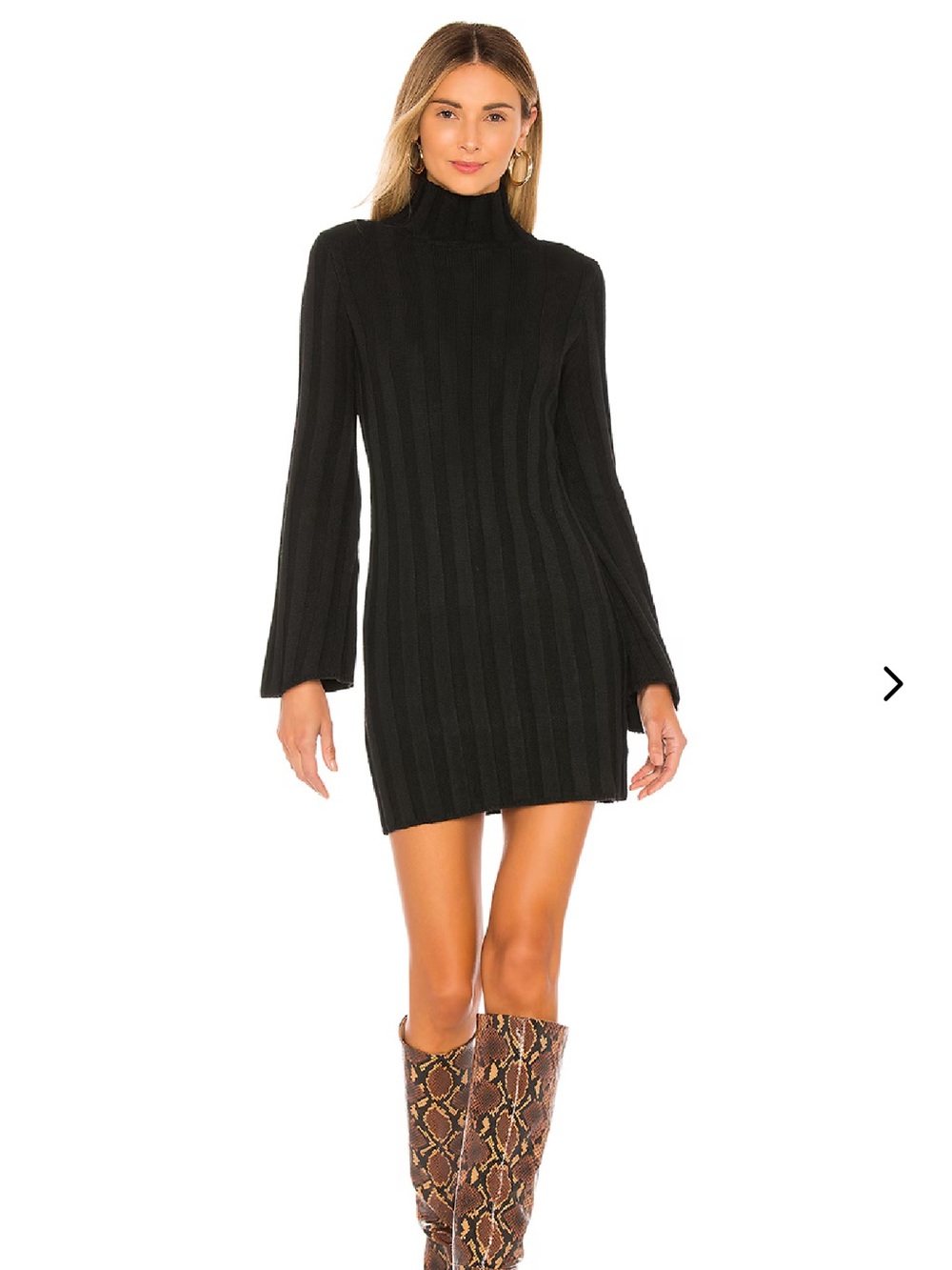 Lovers + Friends Black Ribbed Turtleneck Mini Dress